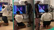Nigerian lady posts video of boyfriend's unexpected reaction after pranking him that she broke TV