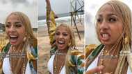 Joy as oyinbo lady lands in Nigeria for the first time, screams in video: "I love it here"