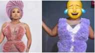 This is some level of evil: Nigerians react to funny-looking dress lady received from tailor