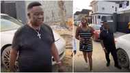This man still needs rest: Concern as Mr Ibu is seen limping as he attends Charles Okocha's housewarming party