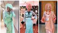 Stunning Aso Ebi styles in mint green and peach