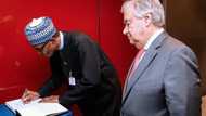 Shugaban kasa Muhammadu Buhari ya gana da babban sakataren majalisar dinkin duniya UN (Hotuna)