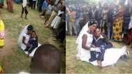 True love! Nigerian woman carries her physically challenged husband on their wedding day (photos)
