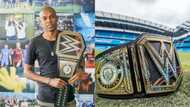 Jubilation at the Etihad as Manchester City stars receive special title belt for winning the Premier League