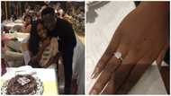 Nigerian comedian proposes to his girlfriend during boat cruise on her birthday in Dubai (photos)