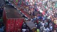 Trailer Skids On Ojuelegba Bridge, Many Feared Dead (See Photos)