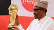 President Muhammadu Buhari receives FIFA World Cup trophy (Photos)