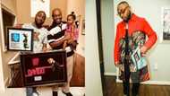 Davido present his music achievement plaques to his dad, thanks him for his support