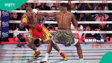 Anthony Joshua reacts after pocketing $92m following win against Jake Paul