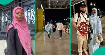 Lady runs 'like Usain Bolt' to hug oyinbo partner who landed at airport in video
