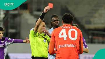 Maduka Okoye sees red after AFCON snub, sent off for reckless challenge, video