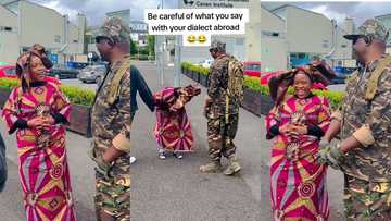 "Kentiri aunty": Lady meets US soldiers who speaks Yoruba like her, eyes sparkle with delight