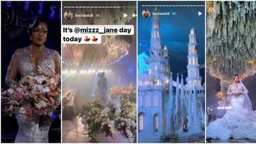 Videos as socialite Jenny's Glow gets married in style in Benin city, castle wedding cake reportedly cost N75m