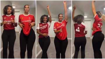 "Gunners for life": 2 curvy ladies in Arsenal and Man United jerseys engage in waist dance, video goes viral