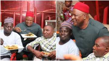 Na the same pattern: Tongues wag in anger as Pius Anyim eats rice with disabled people in Abuja