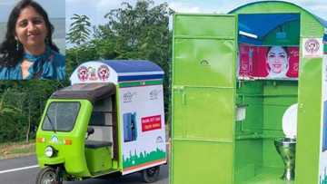 Woman builds mobile toilet for females who need clean public restroom, many are wowed as photos go viral