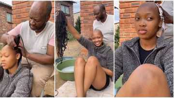 "I love you papa": Lady cuts her braided hair, shows off clean shave in viral video