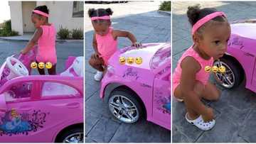"She is too cute": Toddler checks tires of her pink toy car like trained mechanic, video makes many go crazy