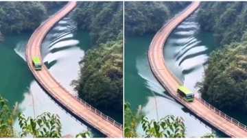 Unbelievable: Bus speeds on bridge that floats on water, viral video stuns many on the internet