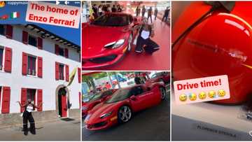 DJ Cuppy in Italy: Billionaire’s daughter shares fun snaps as she visits Enzo Ferrari’s home, does motor racing