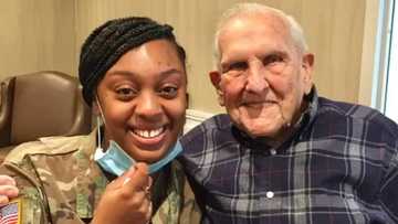 Cute moment veteran soldier meets female officer who wrote him gratitude letter 12 years ago when she was 9