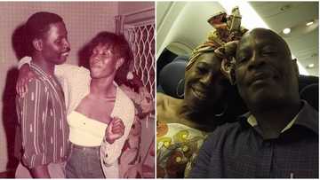 "See as daddy stomach flat": Nigerians react as man shares stunning throwback photo of his mum and dad in 1982