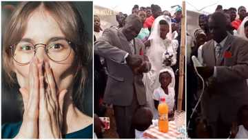 Groom embarrasses himself at wedding as he struggles to open champagne, the bride looked vexed in the video