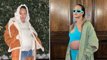 Rihanna shows off Her baby bump in hot black and white dress, pays tribute to Karl Lagerfeld