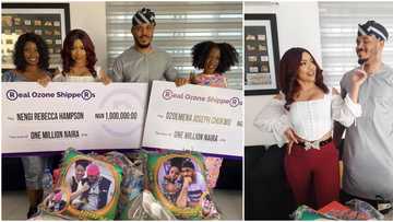 BBNaija's Ozo and Nengi give couple goals as they receive N2 million cash gift from fans among other items (photos)