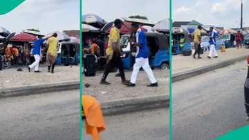 Pastor struggles to deliver mad man in Delta market, video of dramatic moment trends online