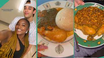 Oyinbo man dating Nigerian lady trends on TikTok after showing how she feeds him local delicacies