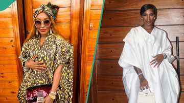 "Rich aunty vibe": Tiwa Savage, Ini Edo, 4 other celebs dazzle fans with their sweet Kaftan styles