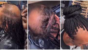 Oyibo man gets his hair braided in trending video, internet users react