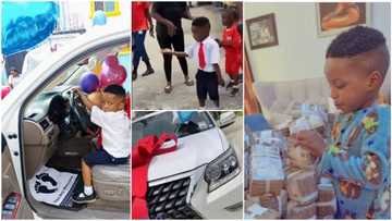 Nigerian billionaire buys Lexus 2021 worth N45m for his kid son as birthday gift, takes it to school in video