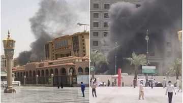 Yanzu-Yanzu: Bidiyo da Hotunan Gobarar Da Ta Tashi Kusa Da Masallacin Annabi a Madina