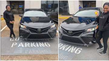 Hardworking lady buys her first car, gets poeple talking with viral photos of vehicle