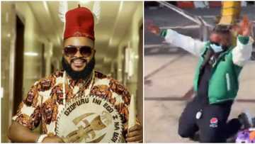 I left Nigeria: Whitemoney gets emotional over first travel abroad, kneels to thank God as he lands in Dubai
