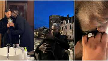 Our favourite couple: Fans gush as Temi Otedola shows off engagement ring, shares romantic kiss with Mr Eazi