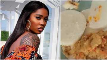 Tiwa Savage laments as cook serves her a combination of yam, egg and stew after telling him to be creative