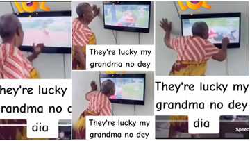 "She don provoke": Emotional grandma rushes to TV over fight scene between actors, video amuses people