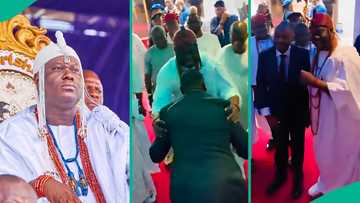 Ooni of Ife's reaction after meeting his longtime friend trends: "He wanted to hug but he can't"