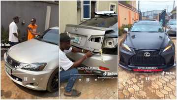 "How do you wash it?" Talented Nigerian man modifies 2007 Lexus car, upgrades it with new headlights in video
