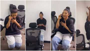BBNaija Liquorose goes on knees, screams in joy and blushes after receiving call from Senator Ita-Giwa in clip