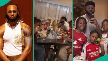 Heartwarming video as Flavour takes daughters out on family date: “Be a present father to your kids”