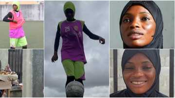 Meet skillful female Nigerian footballer who sells kola nut and bitter kola, her video warms hearts online
