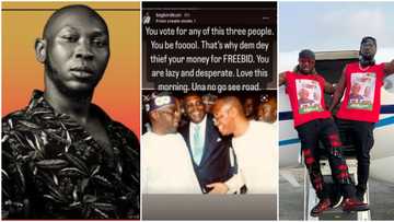 “You are a fool if you vote any of these 3 people”: Seun Kuti blasts Atiku, Obi and Tinubu amid PSquare drama