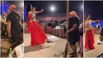I have found my oyinbo: Whitemoney gushes over beautiful belly dancer in Dubai, says she is following him home