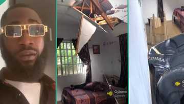 Nigerian man shares video as water tank crashes into his bedroom, floods the whole apartment