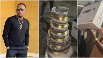 Jnr Pope’s birthday: Wife surprises actor on movie set with N1 million money cake, PS5, other expensive gifts