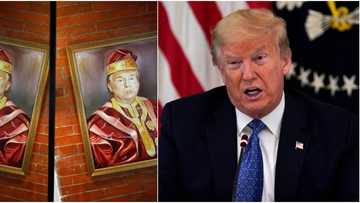 Nigerian artist paints stunning portrait of Donald Trump in agbada, reveals why he wants him re-elected as America decides (photos)